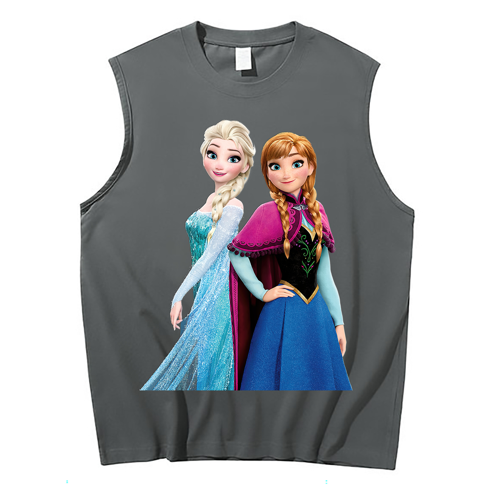 （画像用） アナと雪の女王 アンナ エルサ Frozen Anna Elsa コットン100％タンクトップ（フロントプリント）
